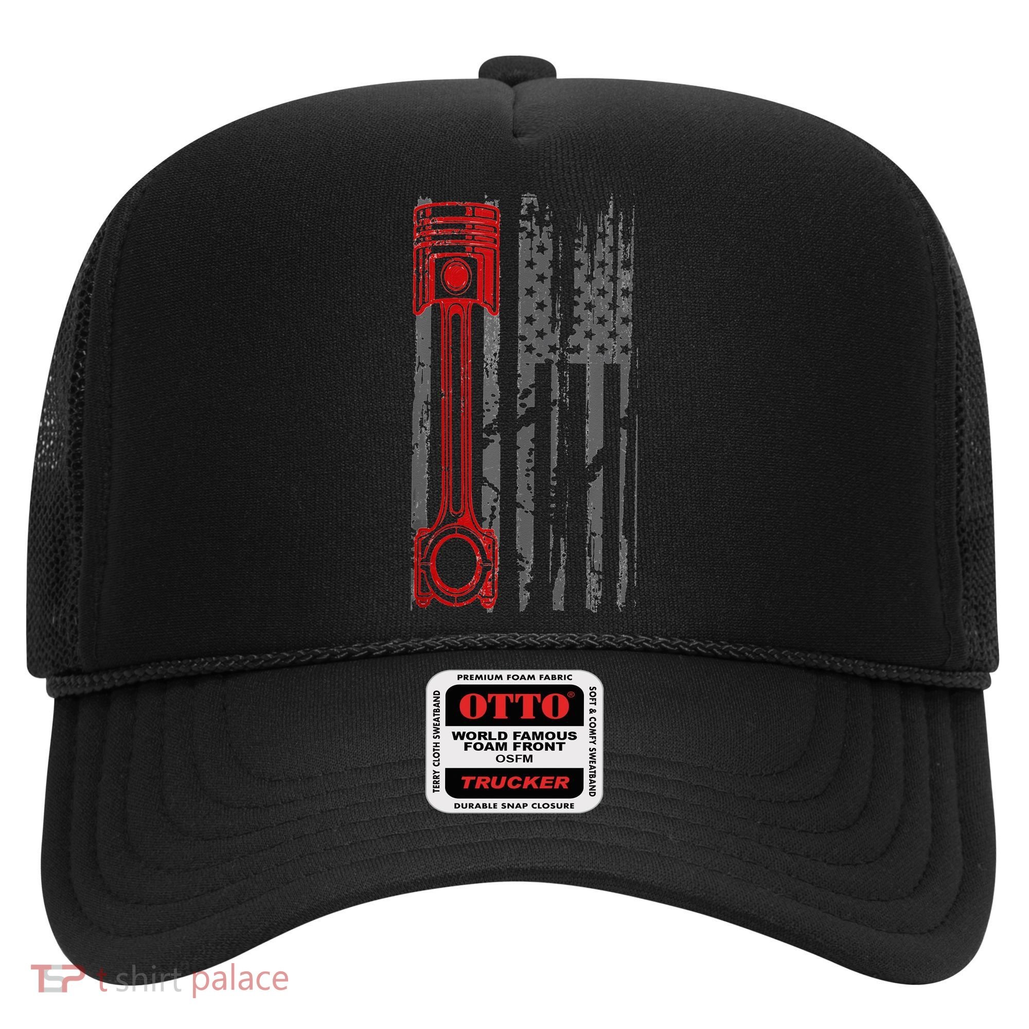 Drag Racer Pistons Patriotic American Flag Drag Racing Hat