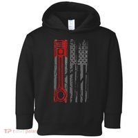 Drag Racer Pistons Patriotic American Flag Drag Racing Toddler Hoodie thumb 0