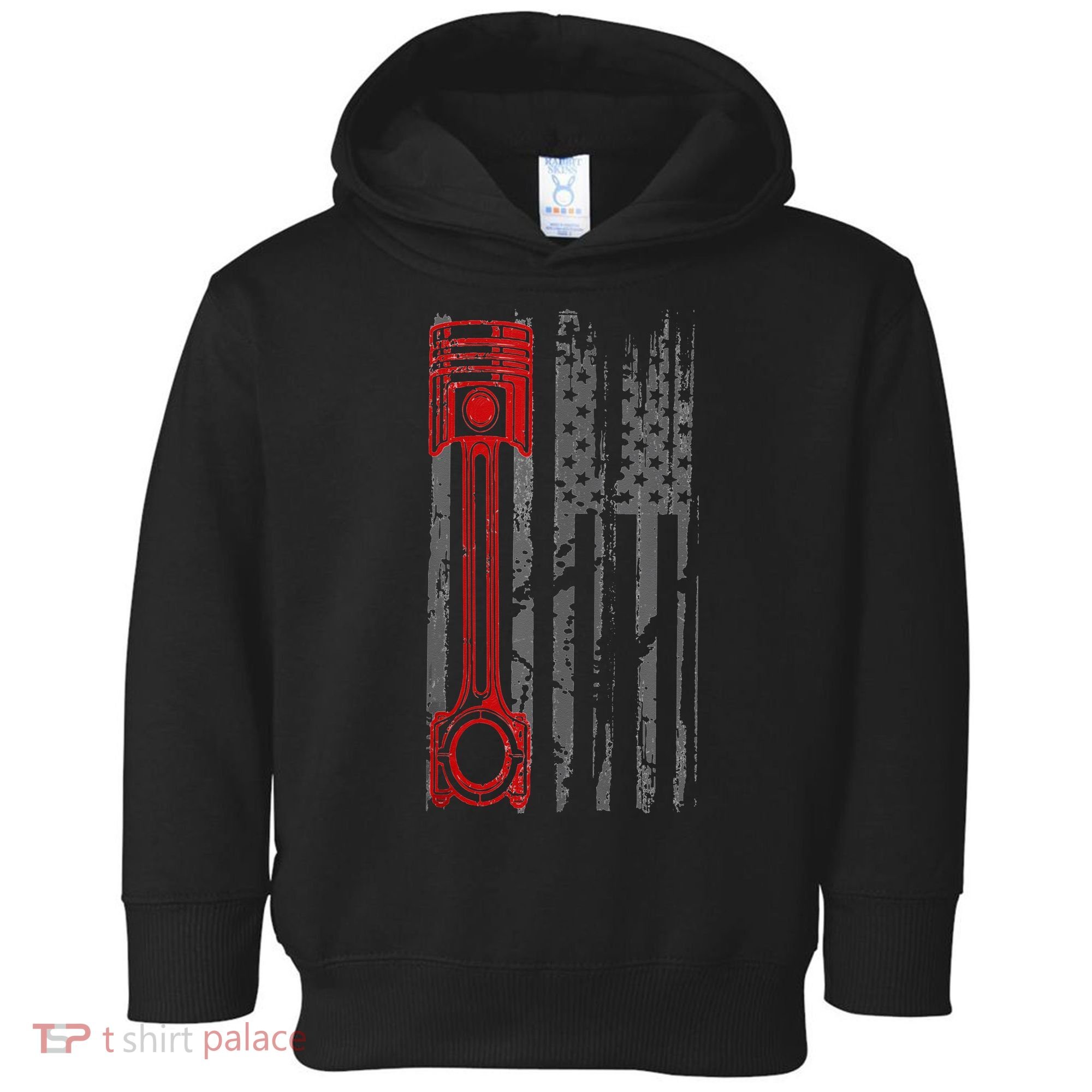 Drag Racer Pistons Patriotic American Flag Drag Racing Toddler Hoodie