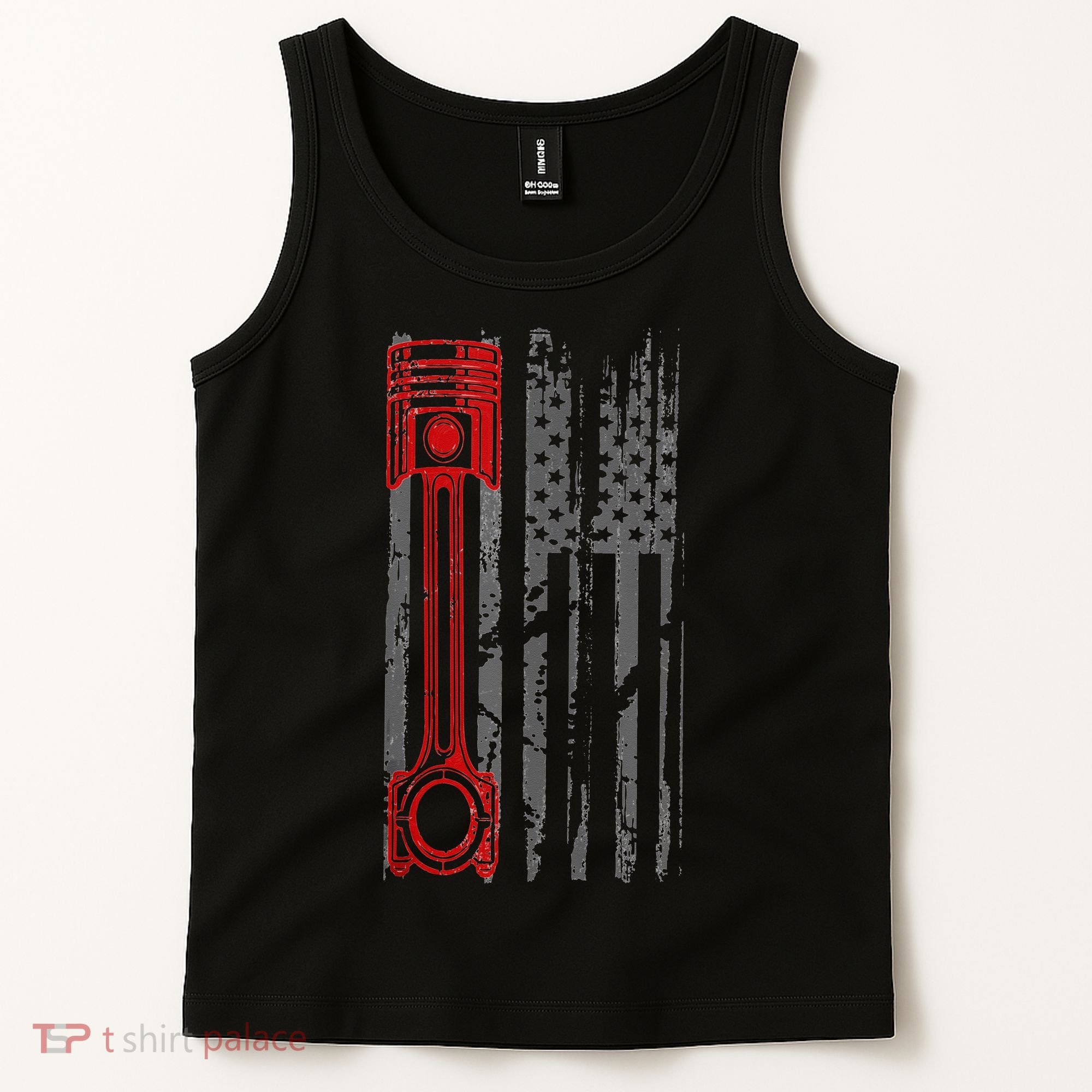 Drag Racer Pistons Patriotic American Flag Drag Racing Tank Top