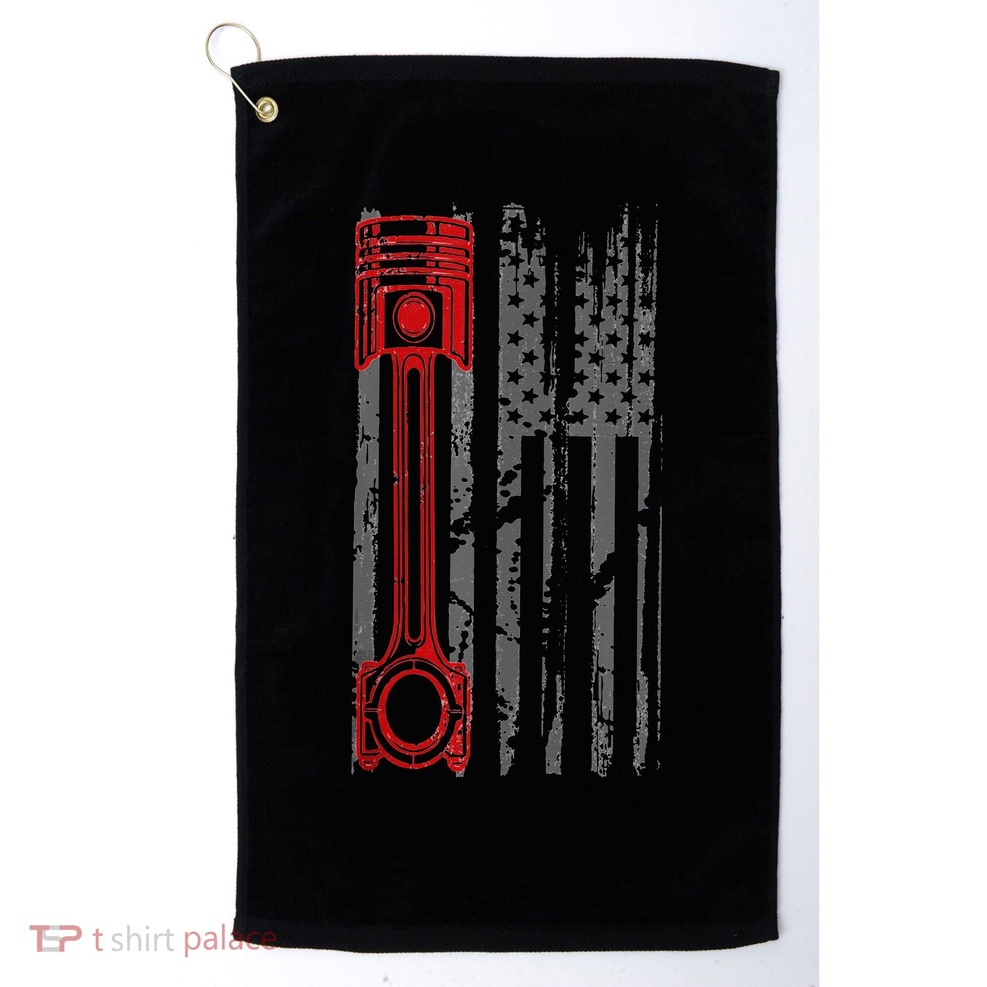 Drag Racer Pistons Patriotic American Flag Drag Racing Golf Towel
