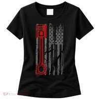 Drag Racer Pistons Patriotic American Flag Drag Racing Women's T-Shirt thumb 0