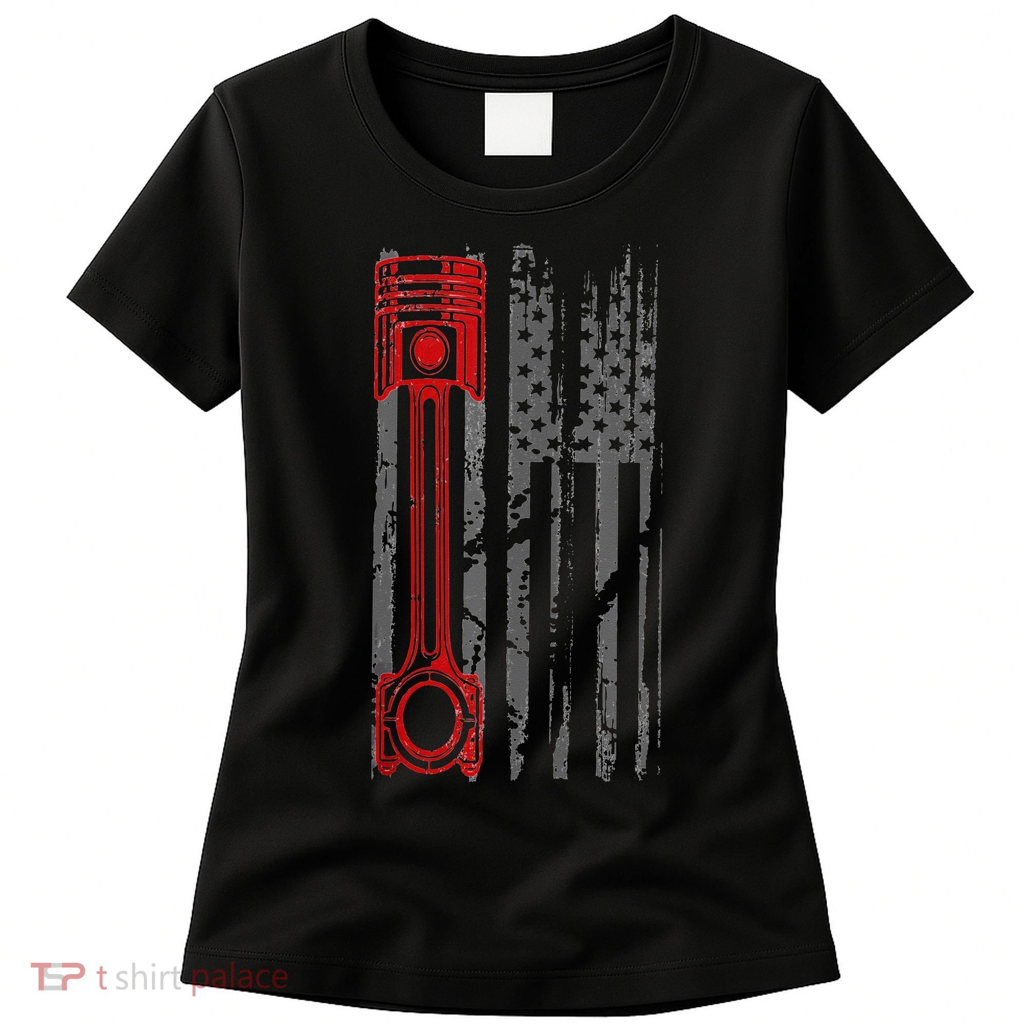 Drag Racer Pistons Patriotic American Flag Drag Racing Women's T-Shirt