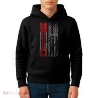 Drag Racer Pistons Patriotic American Flag Drag Racing Kids Hoodie thumb 4