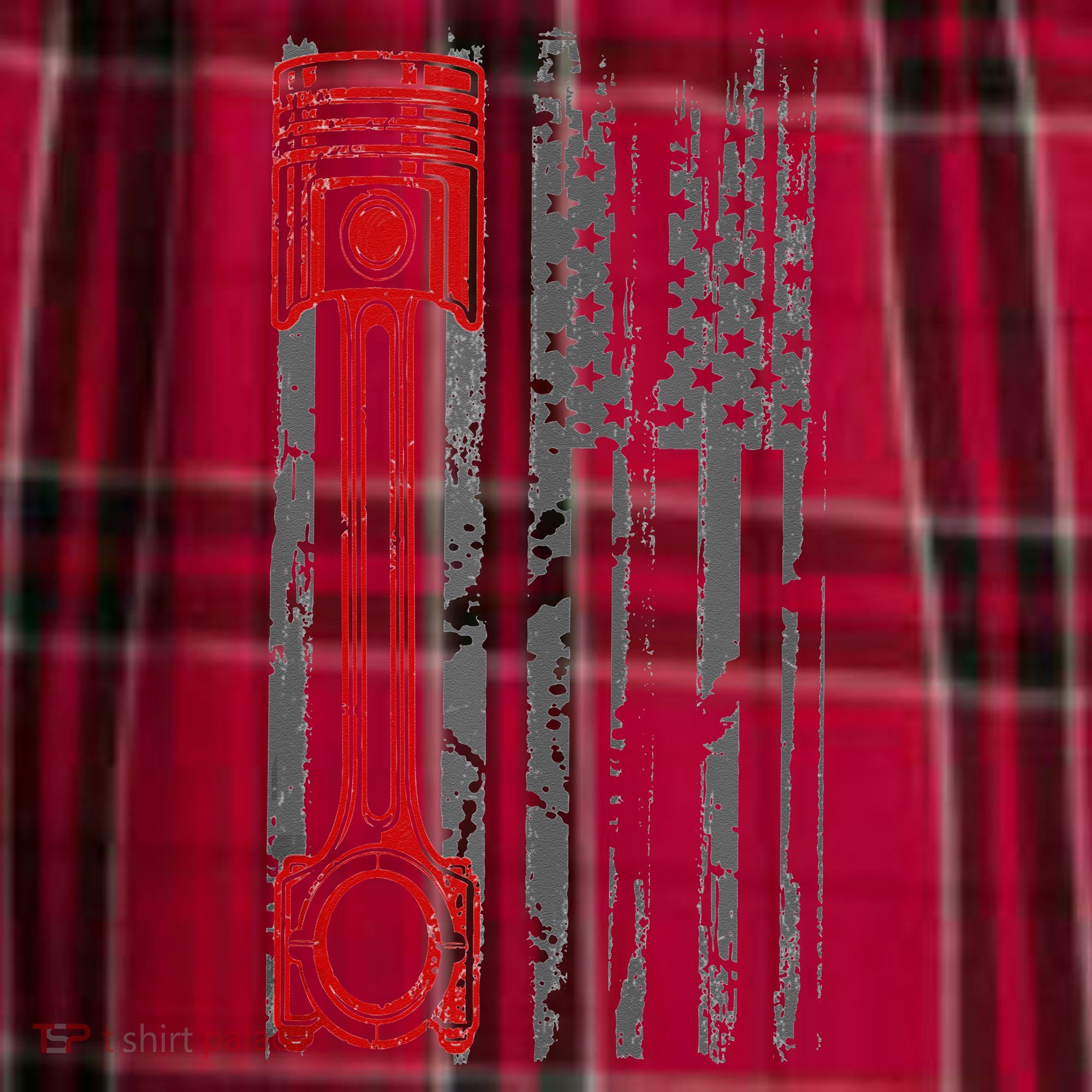 Drag Racer Pistons Patriotic American Flag Drag Racing Men's Flannel Plaid Pajama Pants