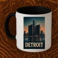 Detroit Revival Retro Skyline Glory Coffee Mug thumb 2