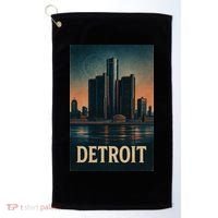 Detroit Revival Retro Skyline Glory Golf Towel thumb 0