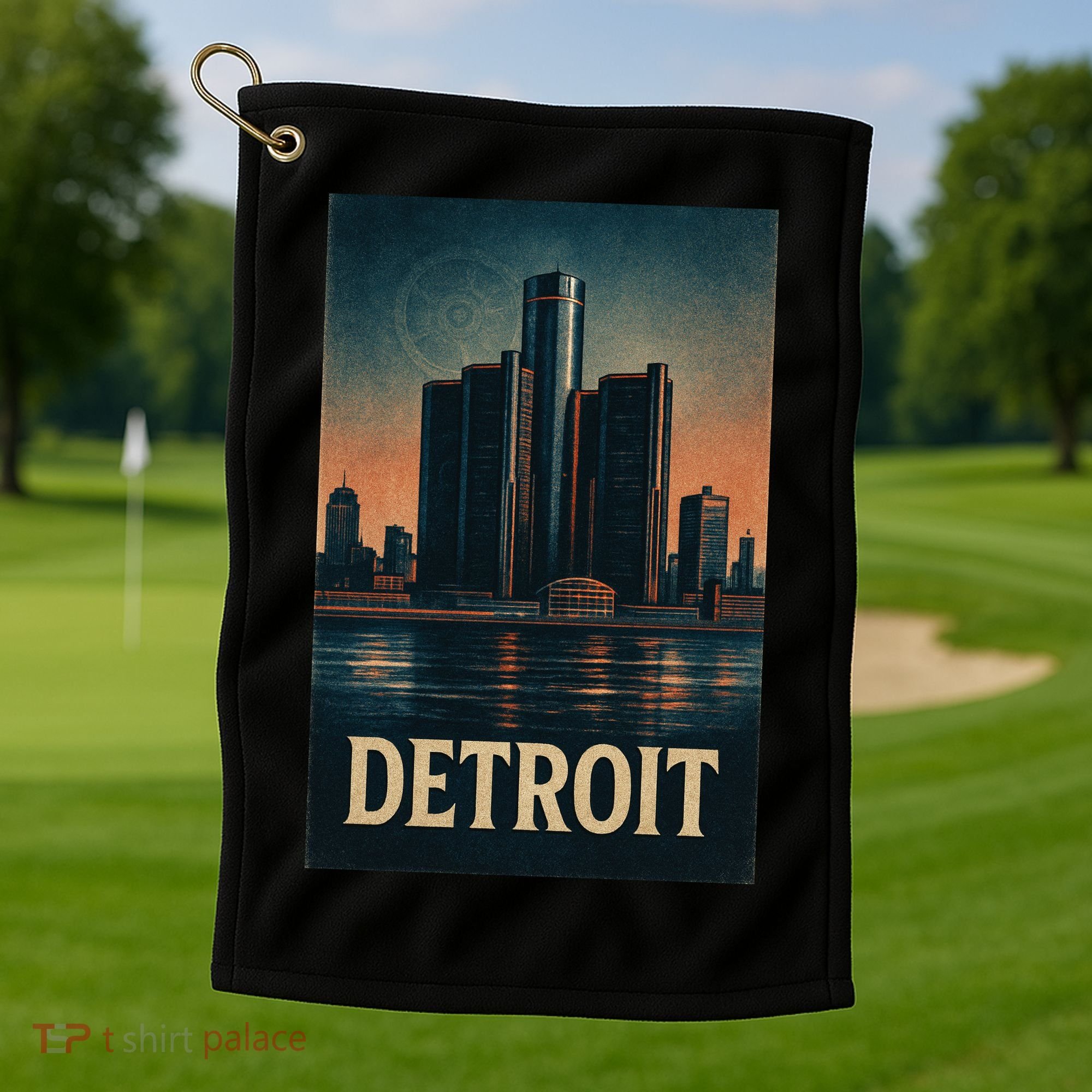 Detroit Revival Retro Skyline Glory Golf Towel