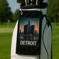 Detroit Revival Retro Skyline Glory Golf Towel thumb 2