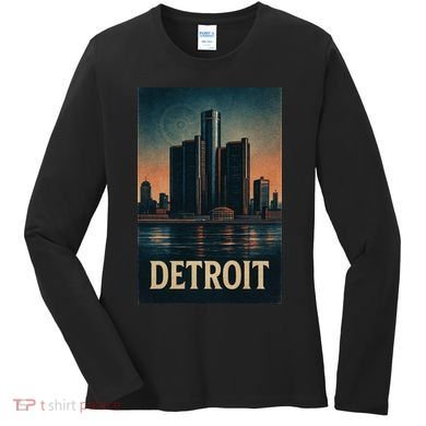 Detroit Revival Retro Skyline Glory Women's Long Sleeve Shirt