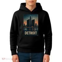 Detroit Revival Retro Skyline Glory Kids Hoodie thumb 4