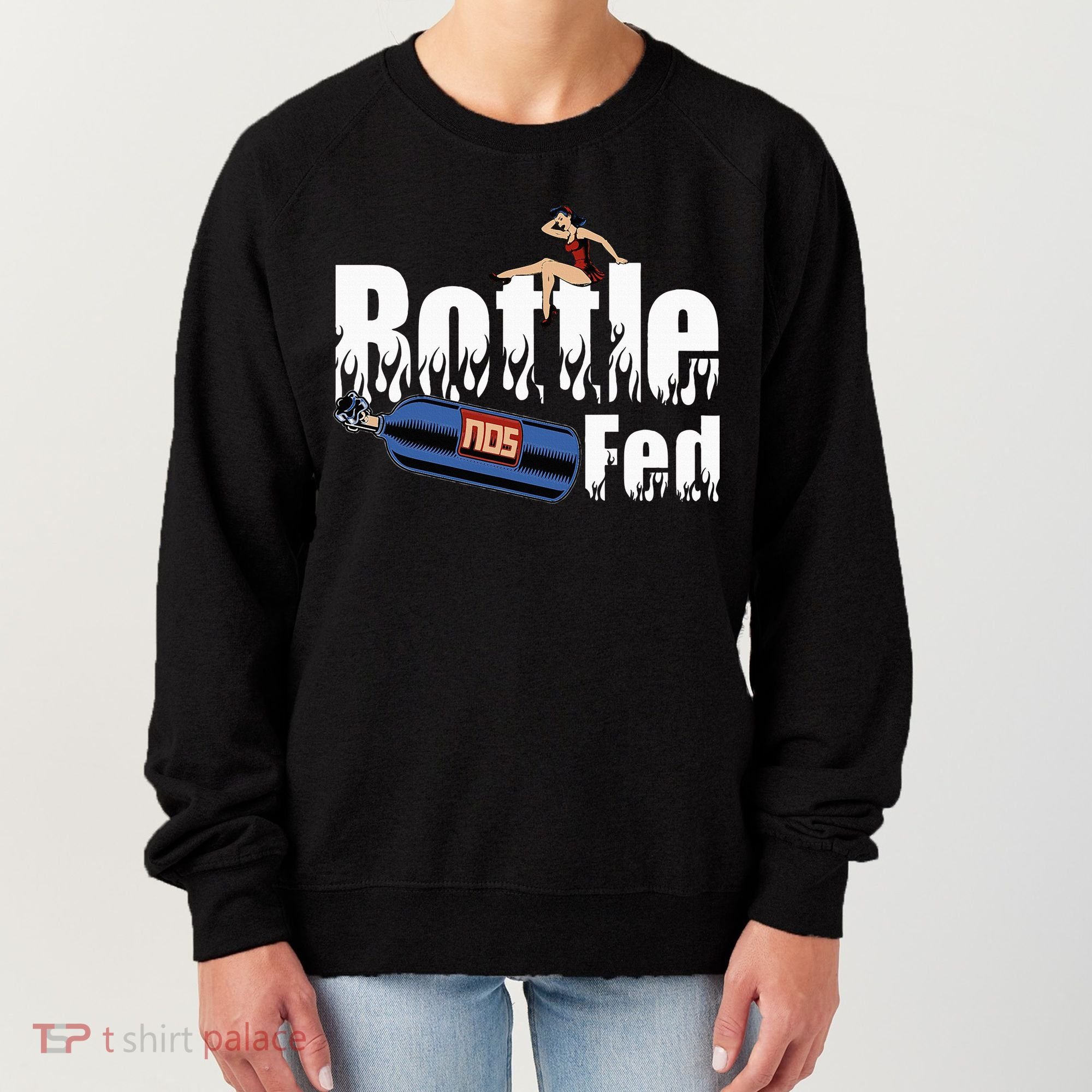 Drag Racing Race Car Power Adder Nos Bottle Fed Women's Sweatshirt