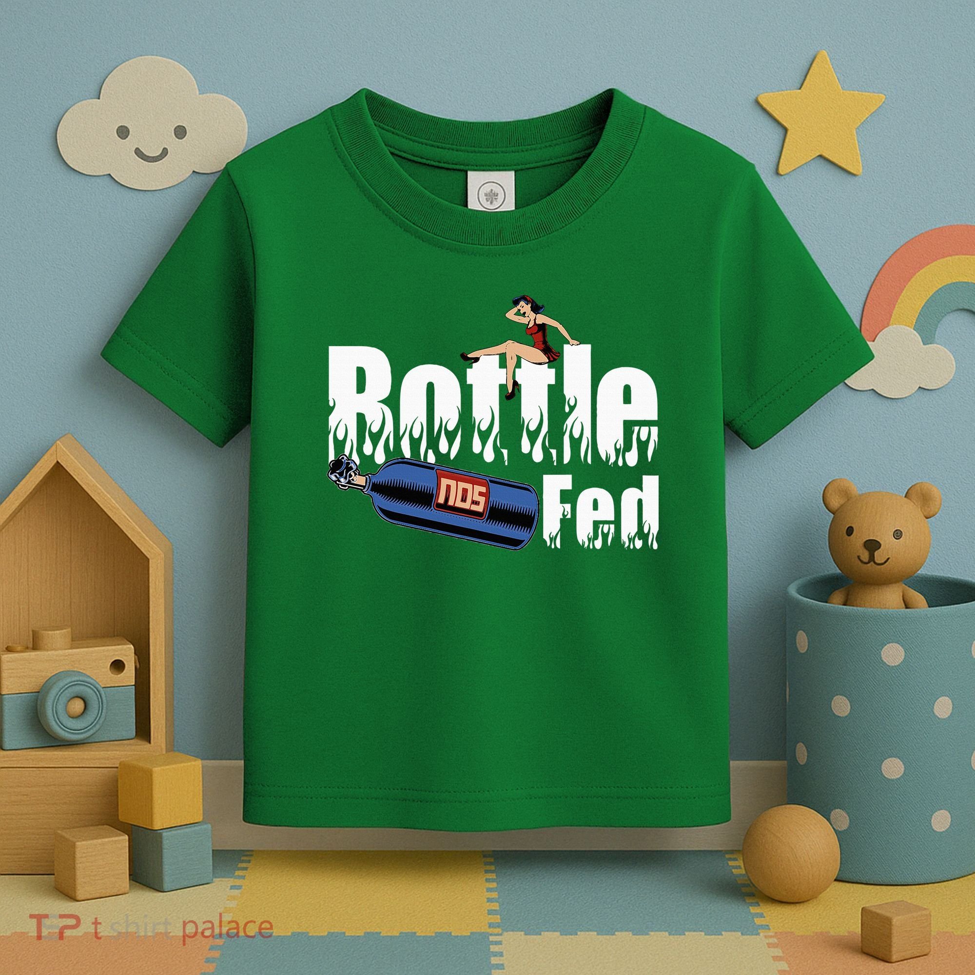 Drag Racing Race Car Power Adder Nos Bottle Fed Toddler T-Shirt