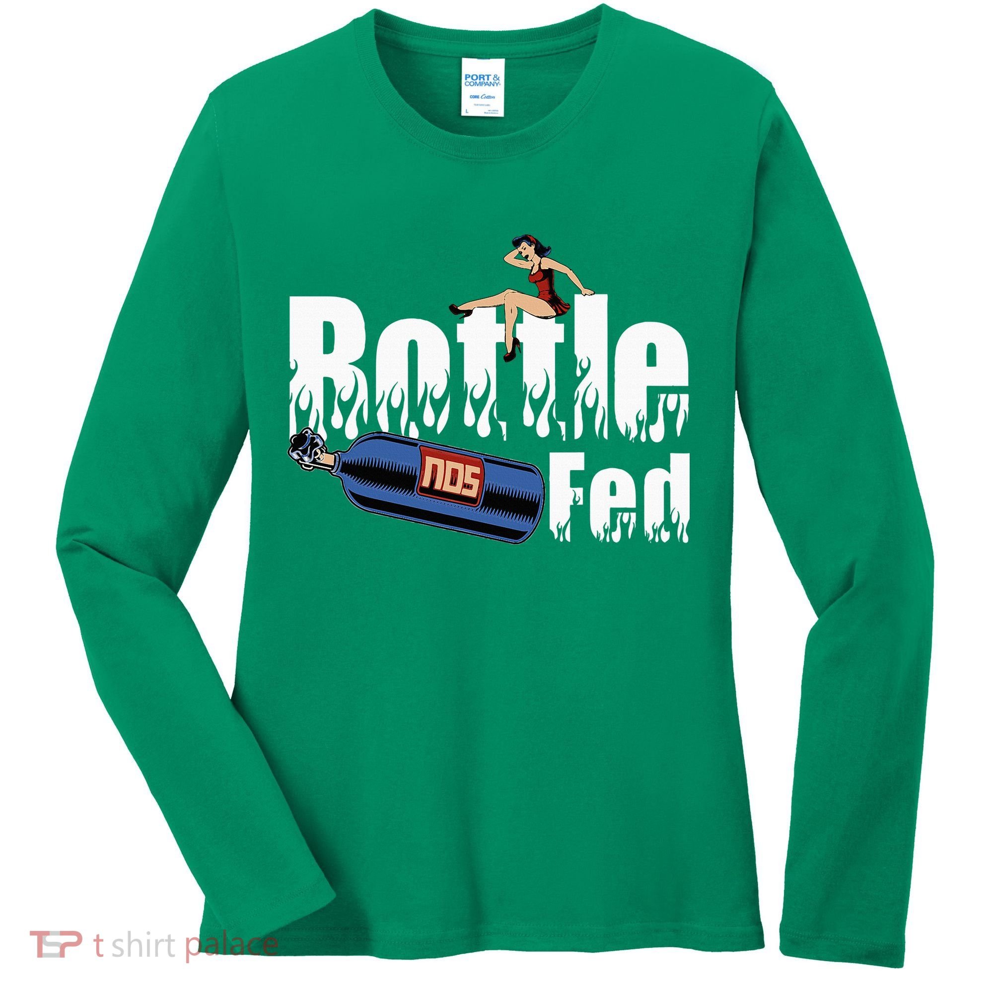 Drag Racing Race Car Power Adder Nos Bottle Fed Women's Long Sleeve Shirt