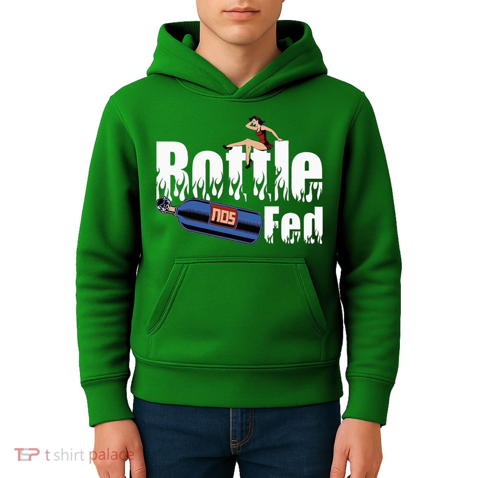 Drag Racing Race Car Power Adder Nos Bottle Fed Kids Hoodie