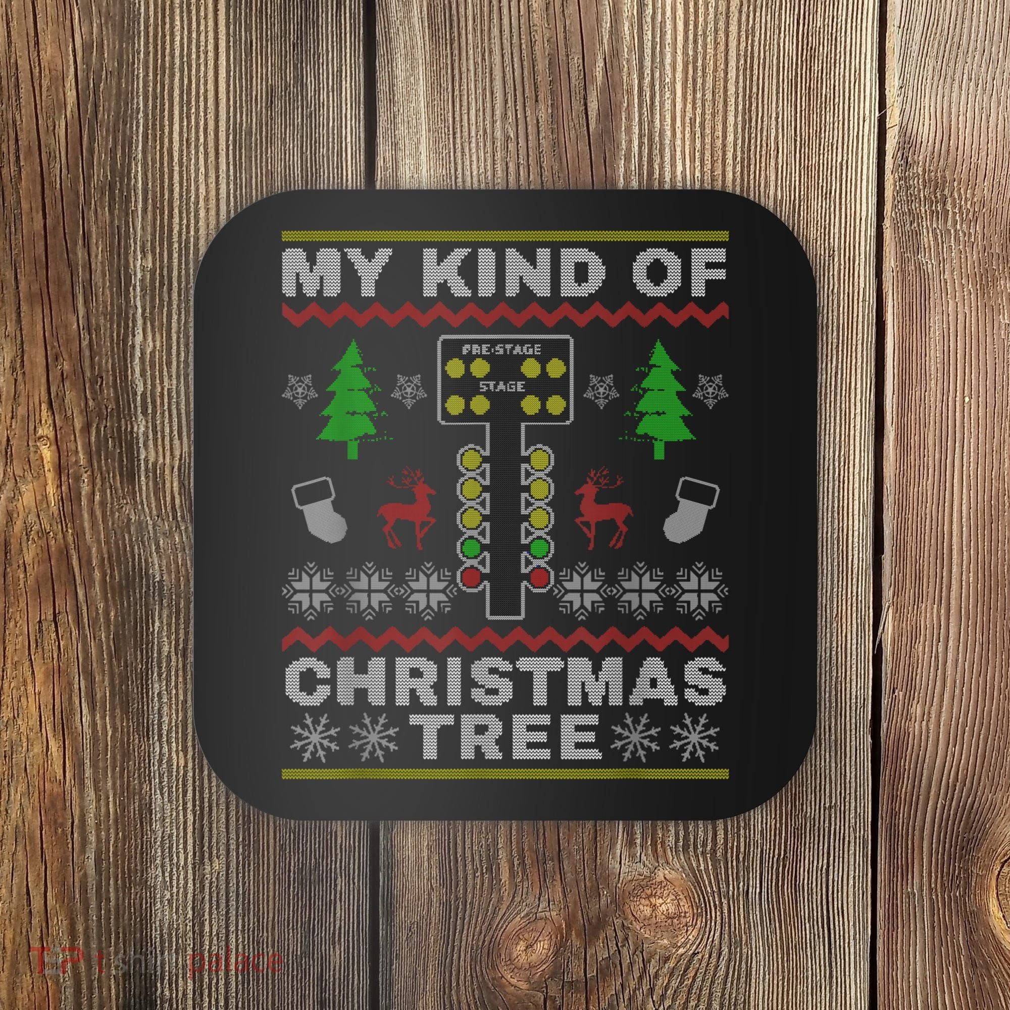 Drag Racers Racing Christmas Tree Sweater Coaster