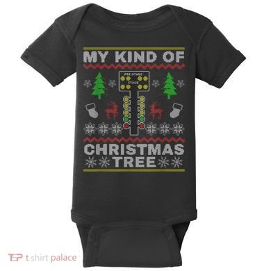 Drag Racers Racing Christmas Tree Sweater Baby Bodysuit
