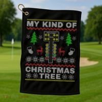 Drag Racers Racing Christmas Tree Sweater Golf Towel thumb 1