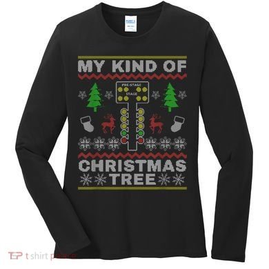 Drag Racers Racing Christmas Tree Sweater Women's Long Sleeve Shirt