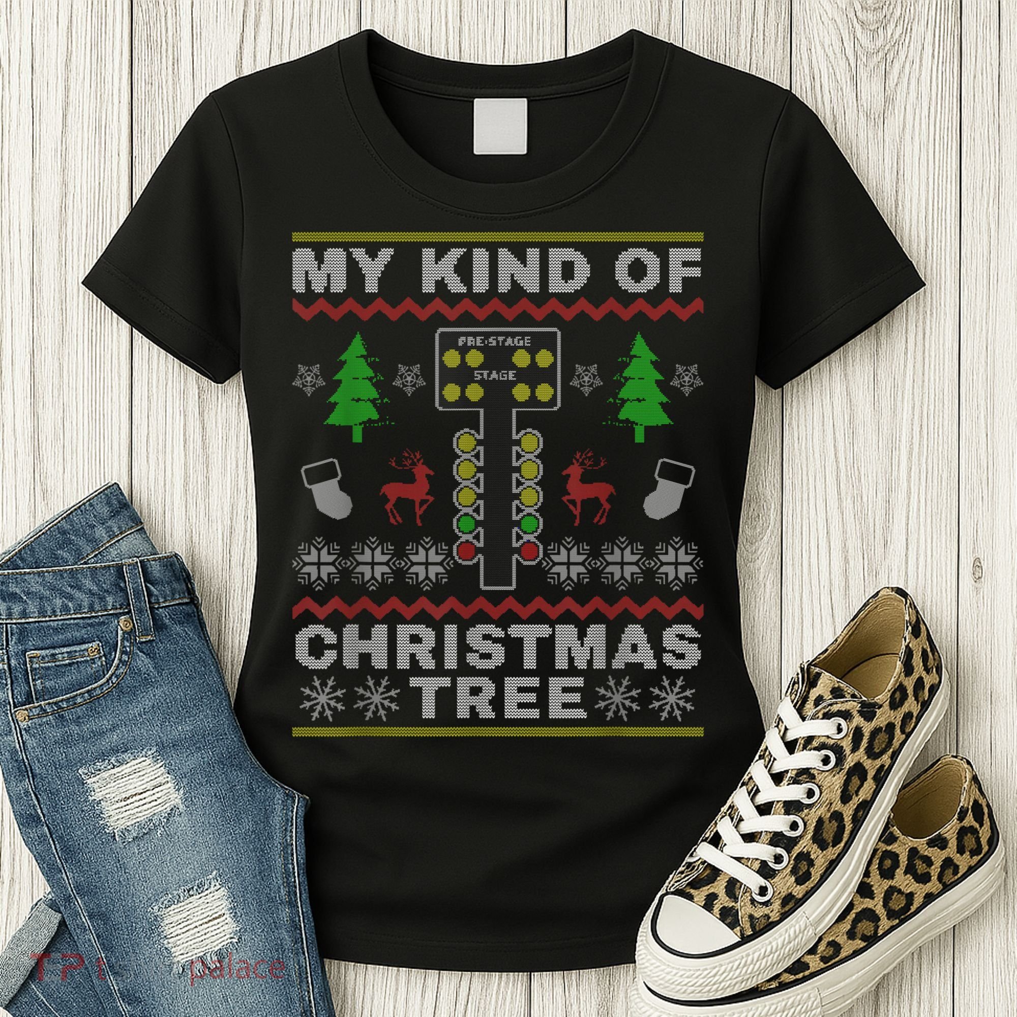 Drag Racers Racing Christmas Tree Sweater Women's T-Shirt