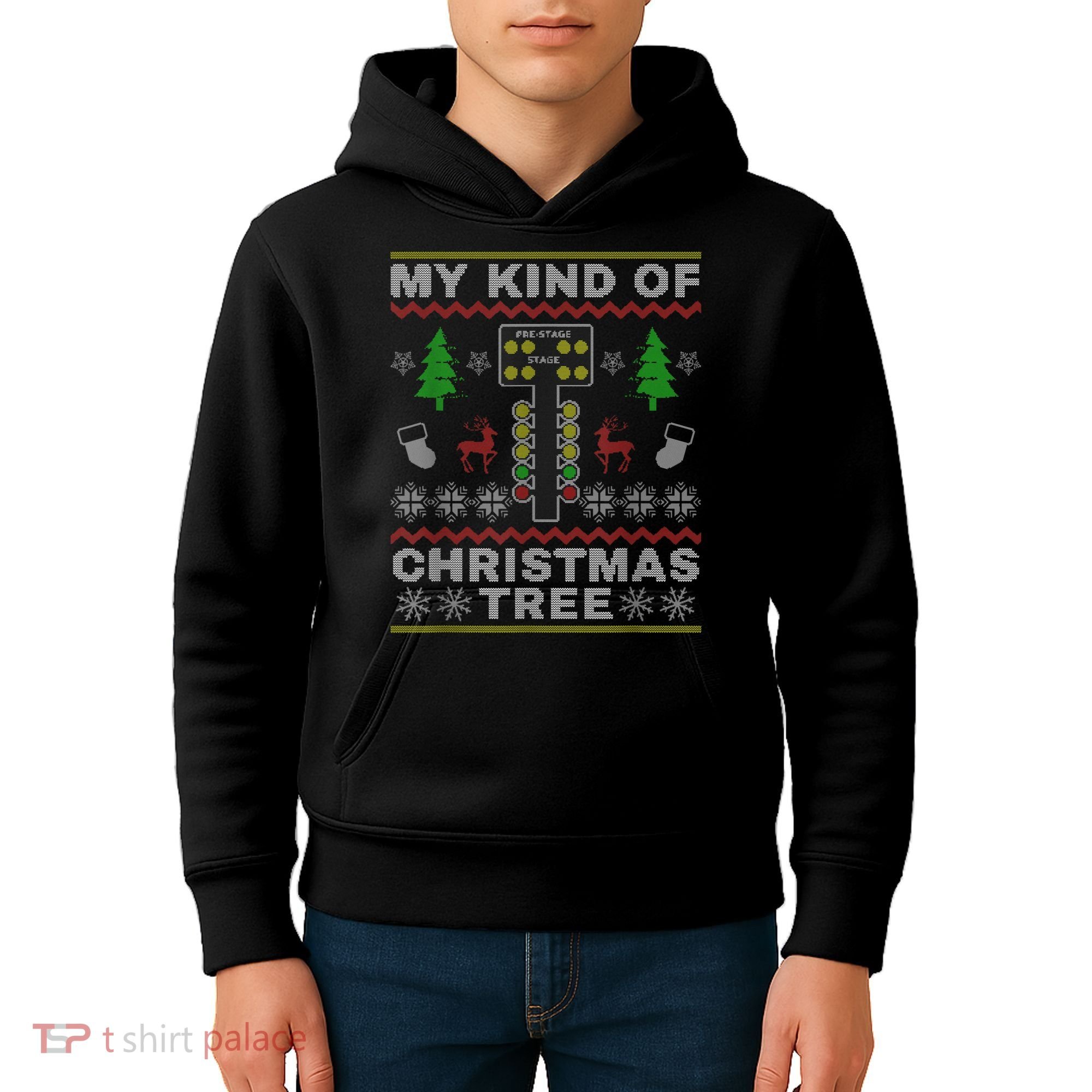 Drag Racers Racing Christmas Tree Sweater Kids Hoodie
