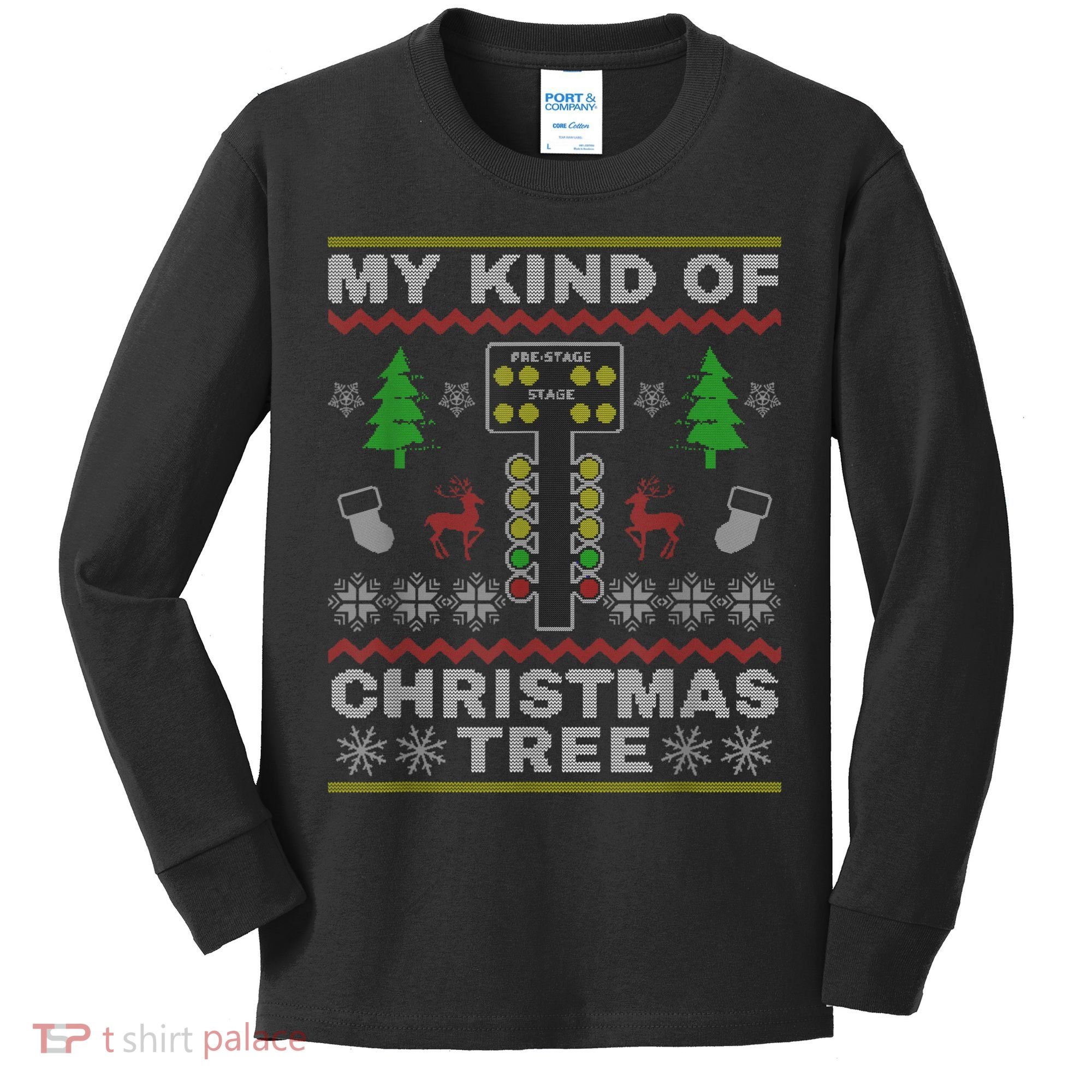 Drag Racers Racing Christmas Tree Sweater Kids Long Sleeve Shirt
