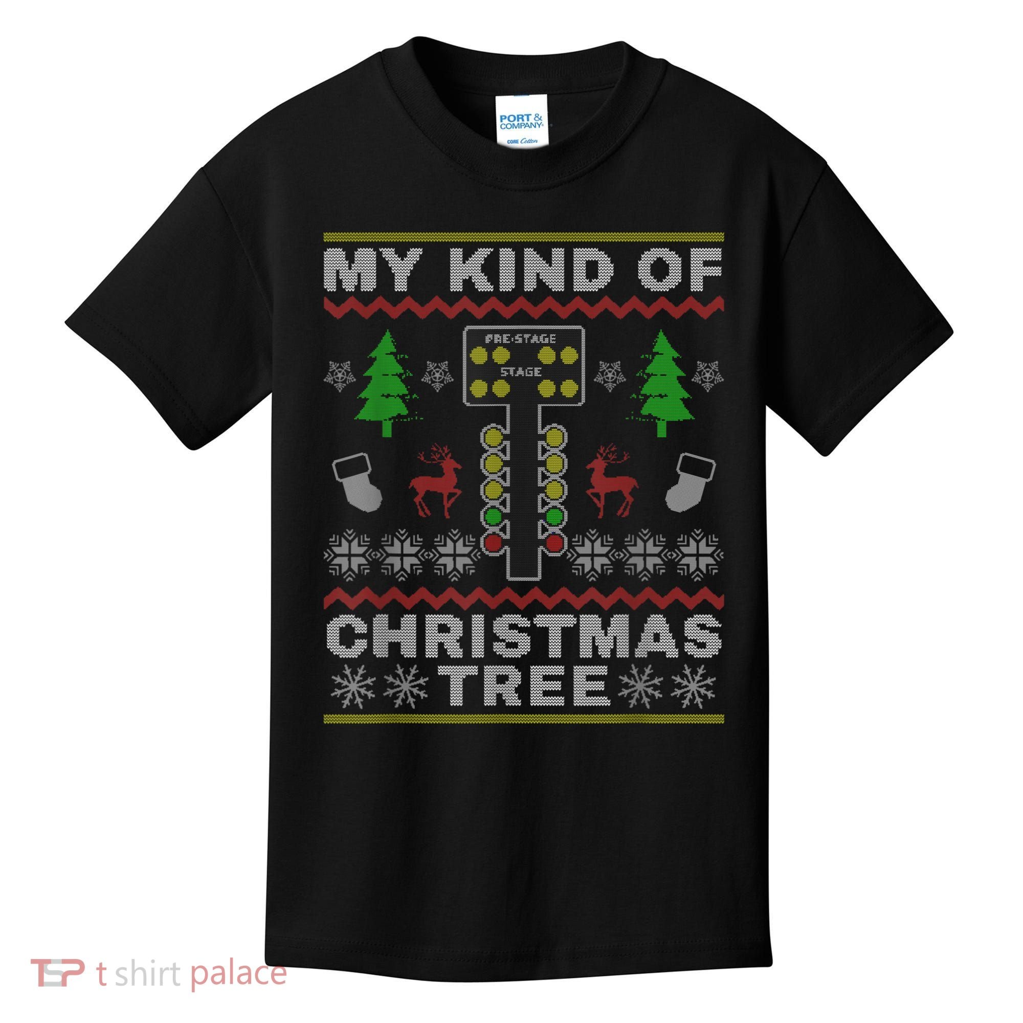 Drag Racers Racing Christmas Tree Sweater Kids T-Shirt