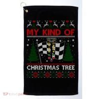 Drag Racers Racing Christmas Tree Ugly Xmas Sweater Gift Golf Towel thumb 0