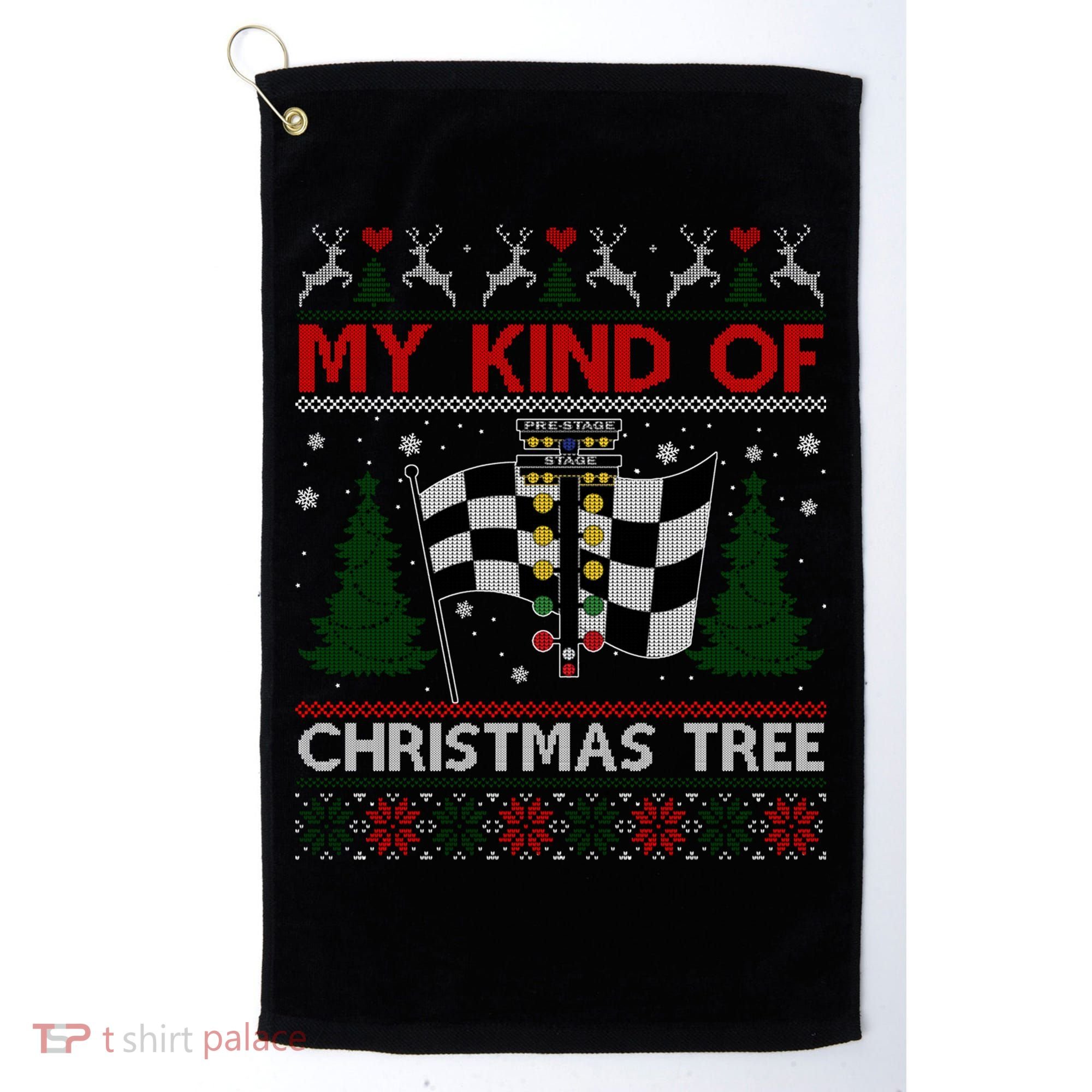 Drag Racers Racing Christmas Tree Ugly Xmas Sweater Gift Golf Towel