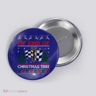 Drag Racers Racing Christmas Tree Ugly Xmas Sweater Gift Button