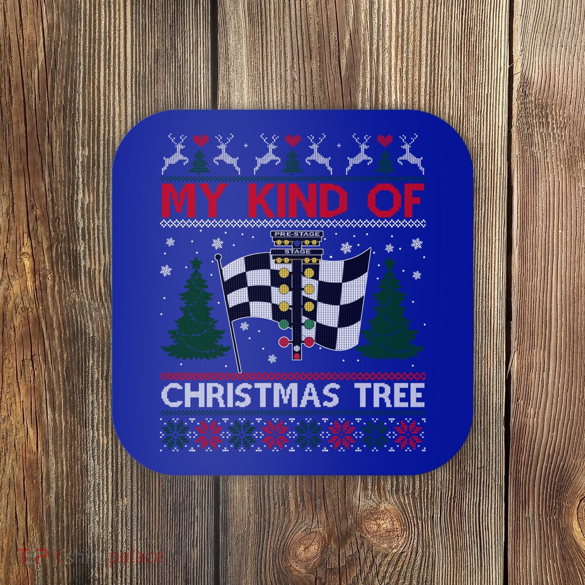 Drag Racers Racing Christmas Tree Ugly Xmas Sweater Gift Coaster