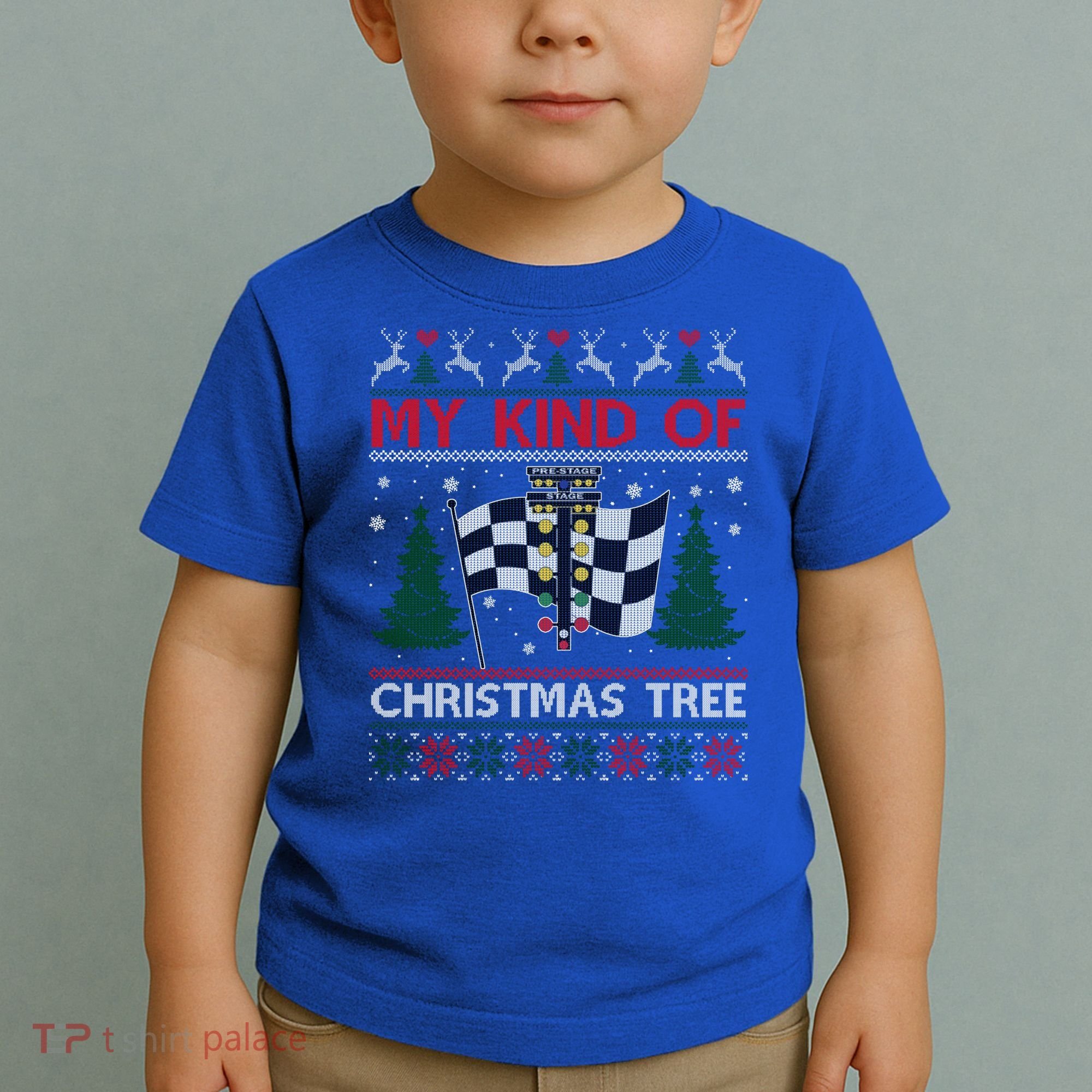 Drag Racers Racing Christmas Tree Ugly Xmas Sweater Gift Toddler T-Shirt