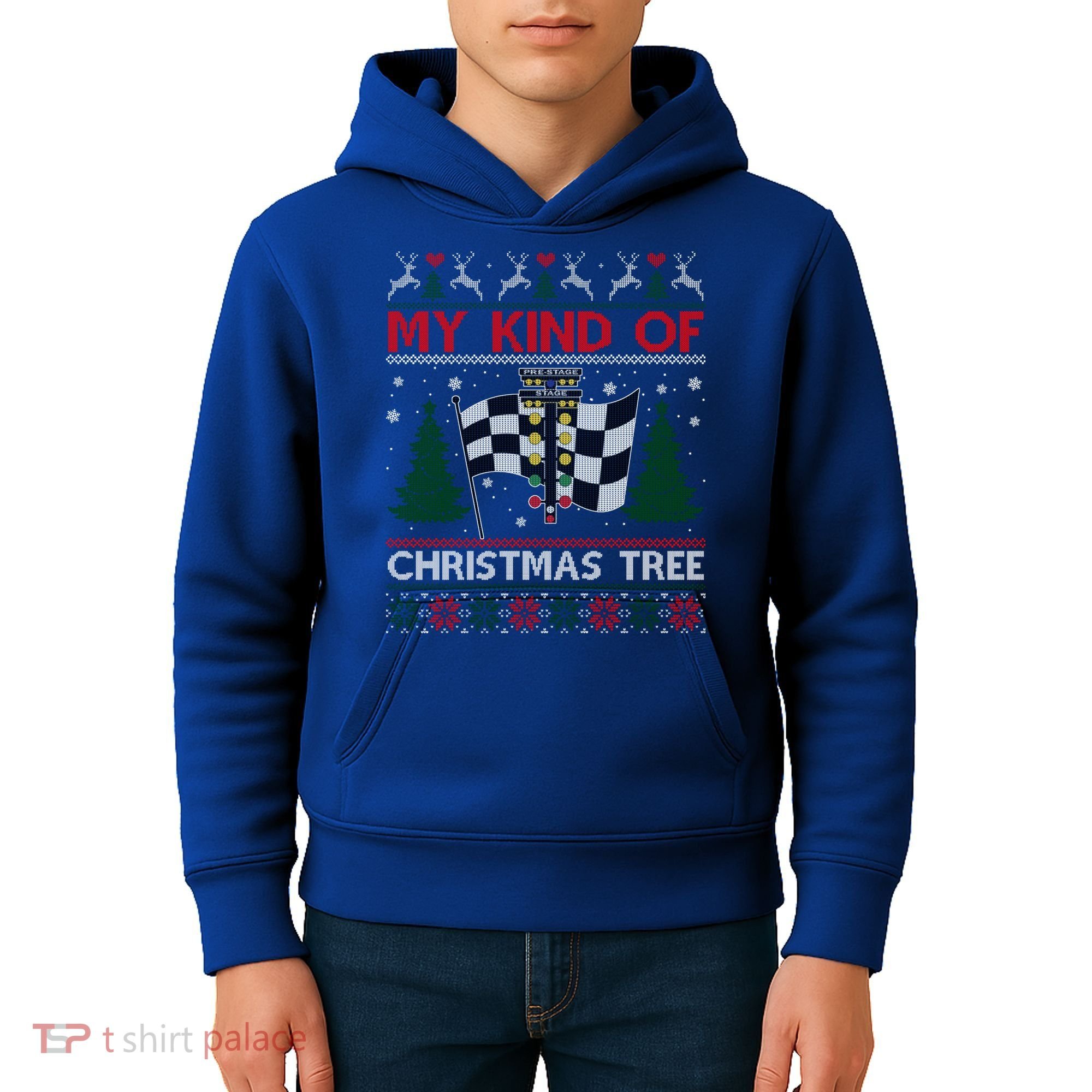 Drag Racers Racing Christmas Tree Ugly Xmas Sweater Gift Kids Hoodie