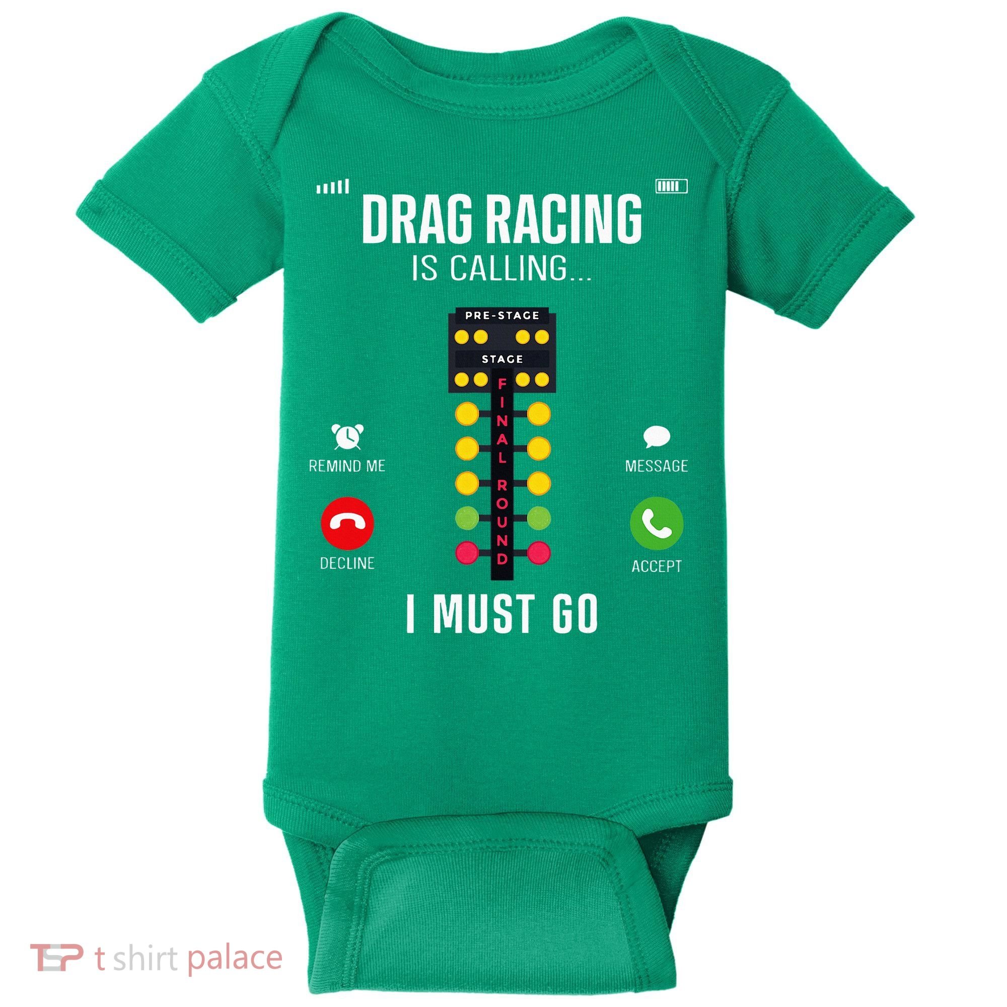 Drag Racing Race Car Phone Display Drag Racing Is Calling Baby Bodysuit