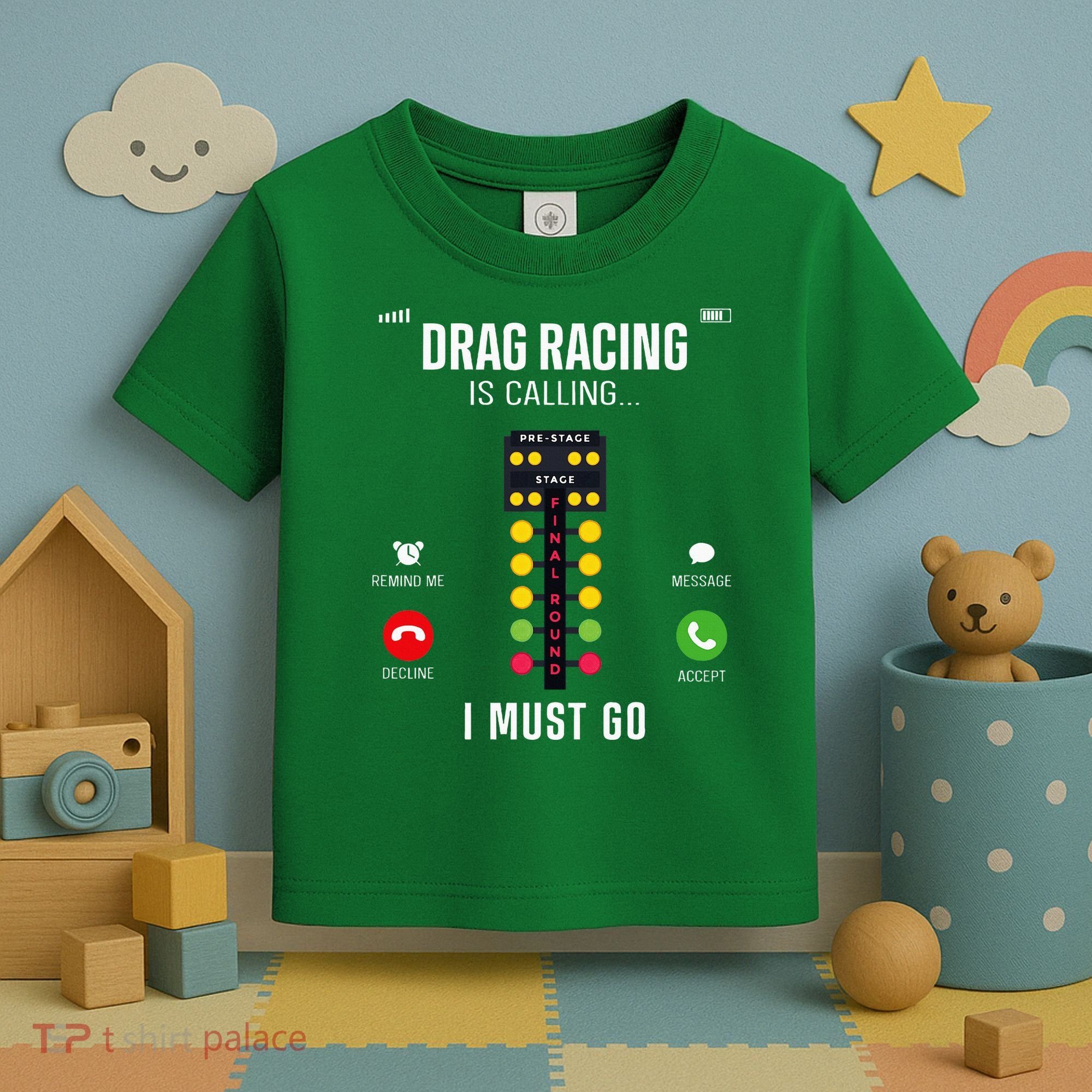 Drag Racing Race Car Phone Display Drag Racing Is Calling Toddler T-Shirt