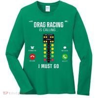 Drag Racing Race Car Phone Display Drag Racing Is Calling Women's Long Sleeve Shirt thumb 0