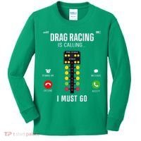 Drag Racing Race Car Phone Display Drag Racing Is Calling Kids Long Sleeve Shirt thumb 0