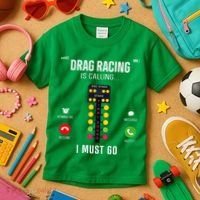 Drag Racing Race Car Phone Display Drag Racing Is Calling Kids T-Shirt thumb 3