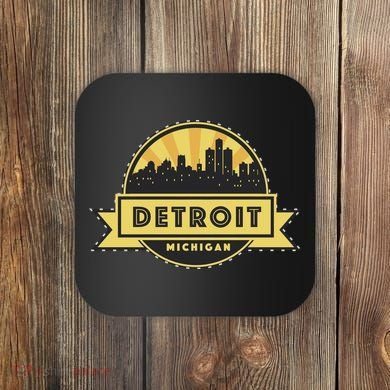 Detroit Record Skyline Logo Coaster