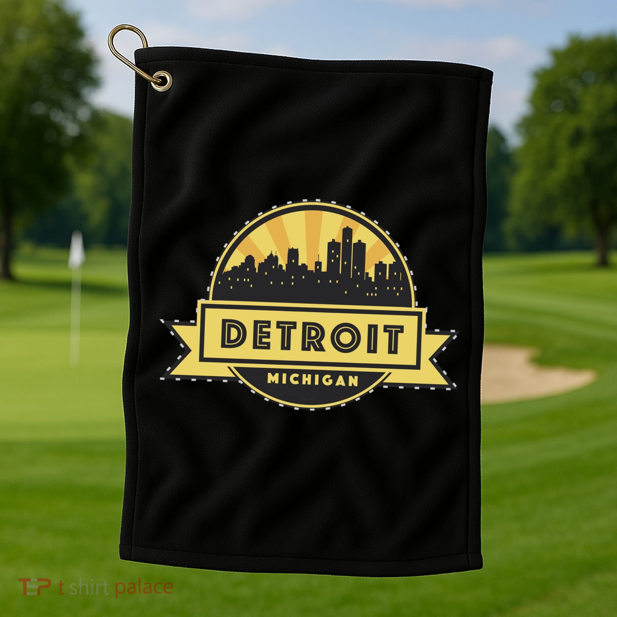 Detroit Record Skyline Logo Golf Towel