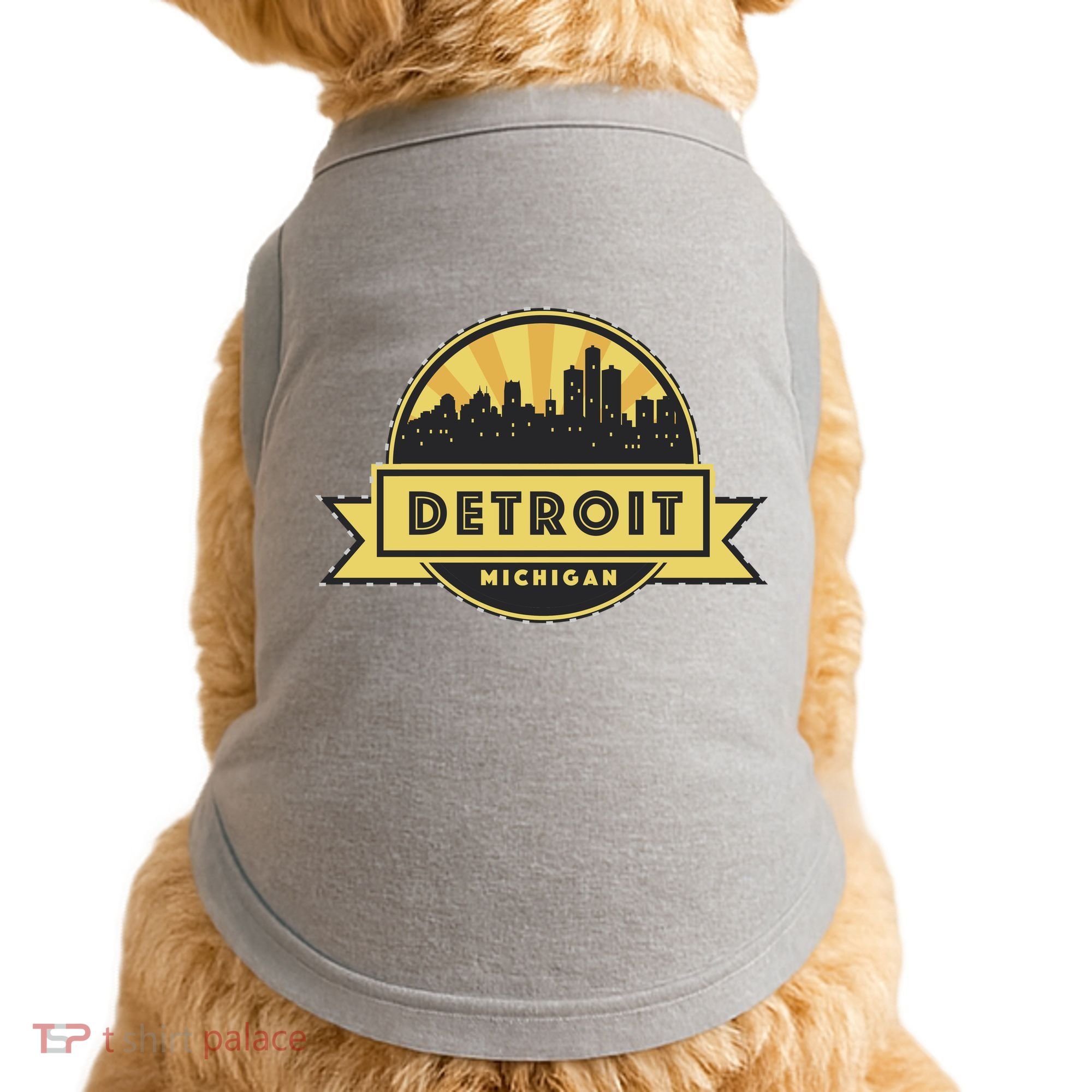 Detroit Record Skyline Logo Doggie Tank
