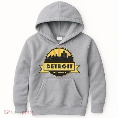 Detroit Record Skyline Logo Kids Hoodie