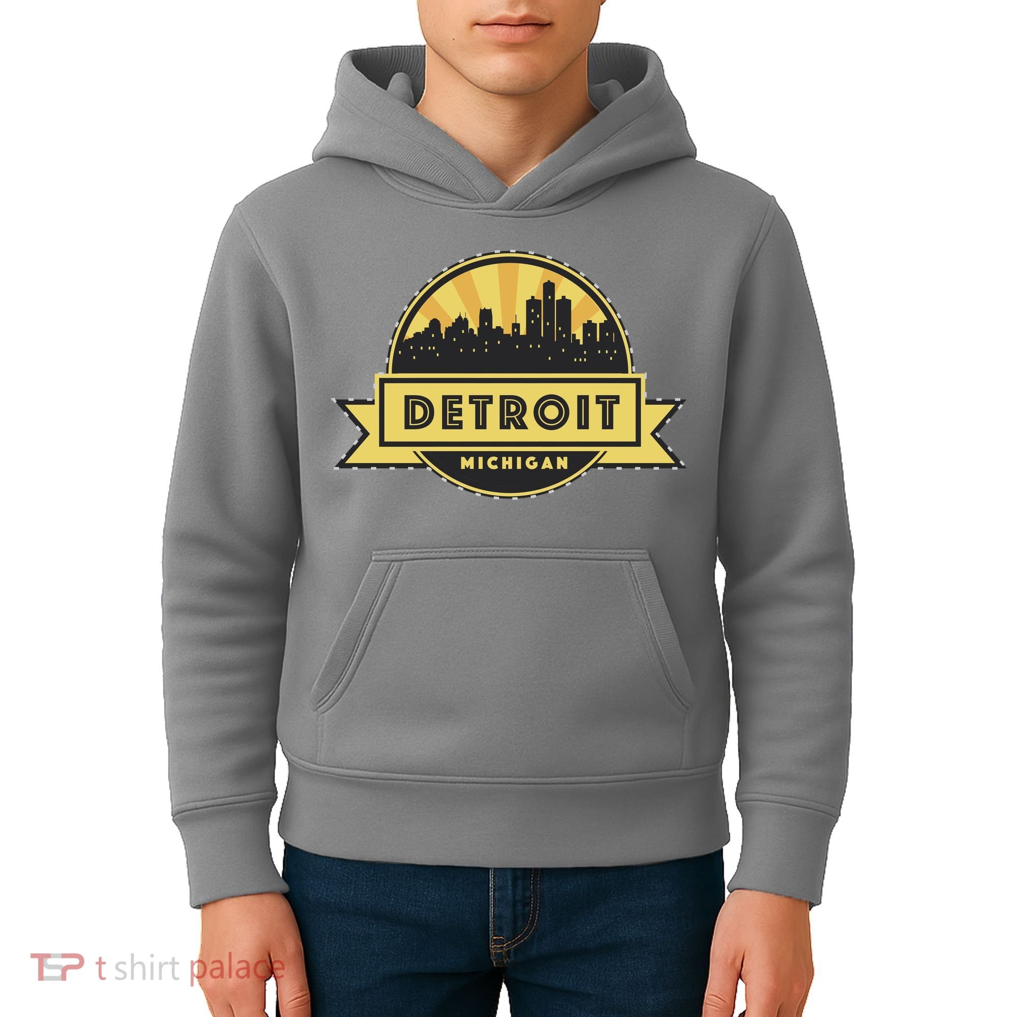 Detroit Record Skyline Logo Kids Hoodie