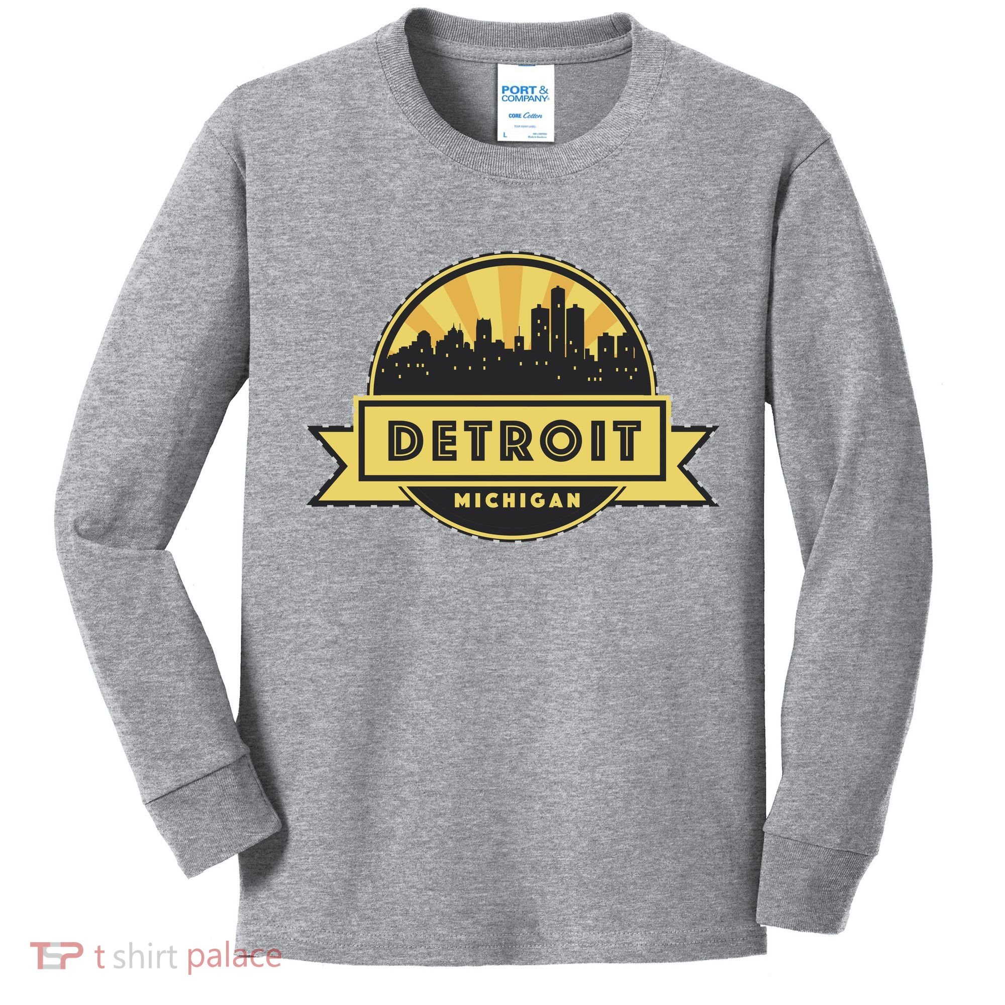 Detroit Record Skyline Logo Kids Long Sleeve Shirt