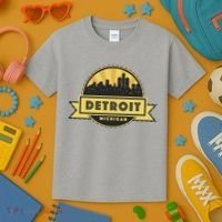 Detroit Record Skyline Logo Kids T-Shirt thumb 3
