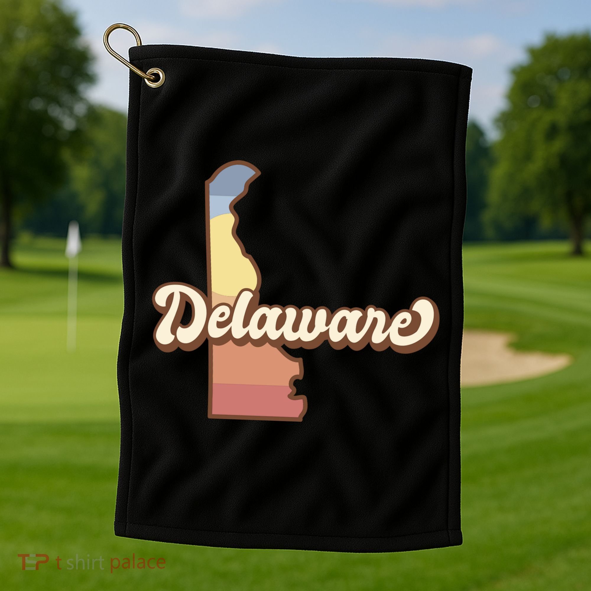 Delaware Retro Sunset Golf Towel