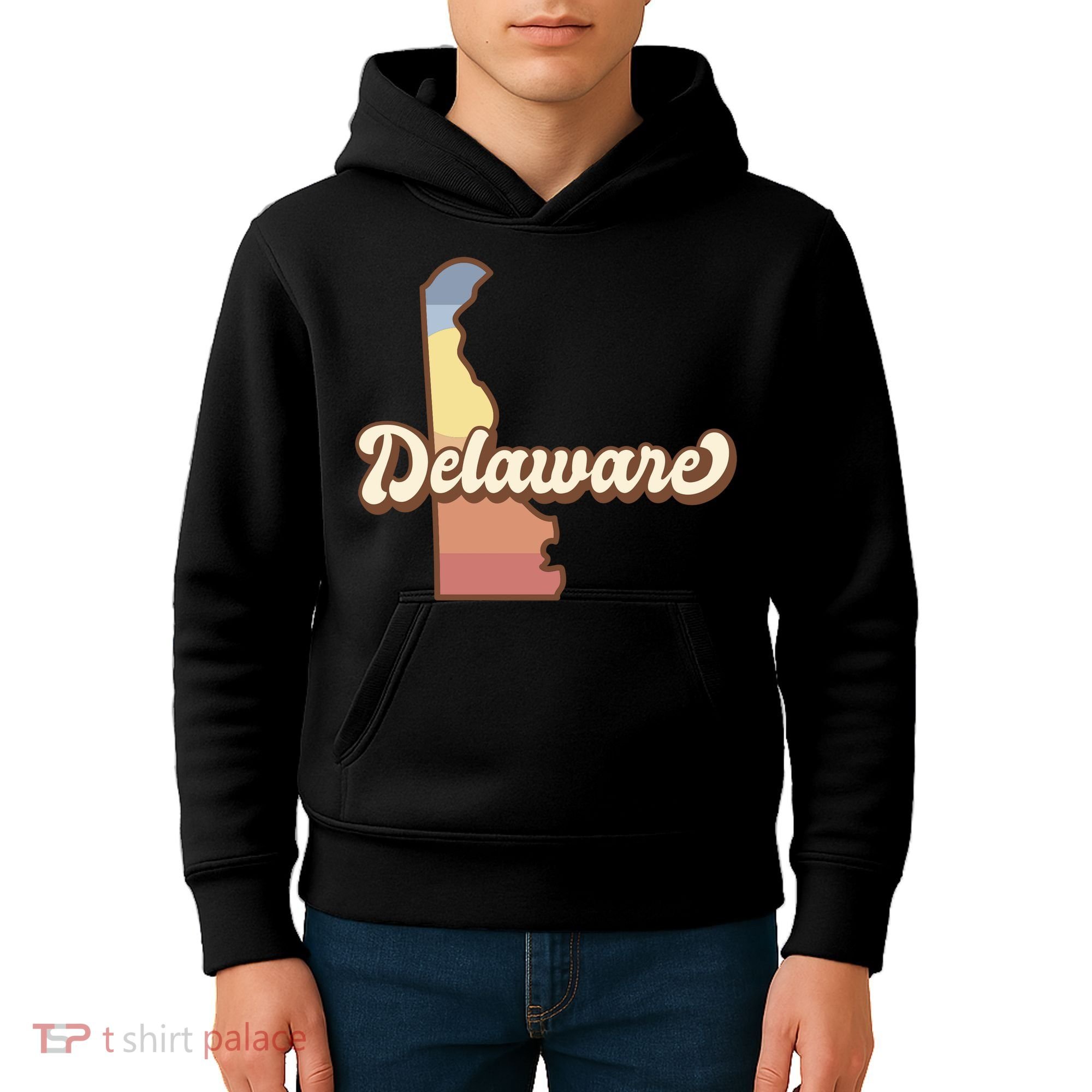Delaware Retro Sunset Kids Hoodie