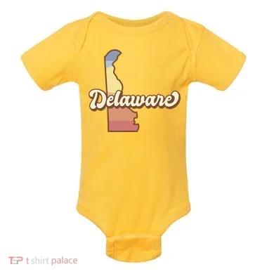 Delaware Retro Sunset Baby Bodysuit