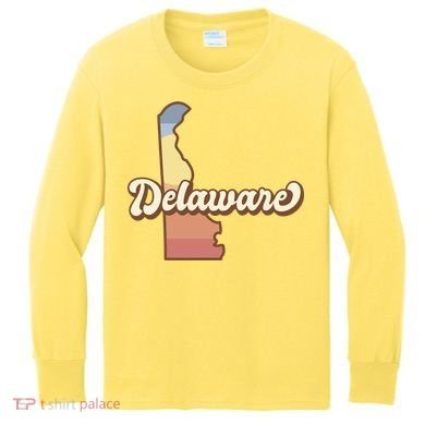 Delaware Retro Sunset Kids Long Sleeve Shirt