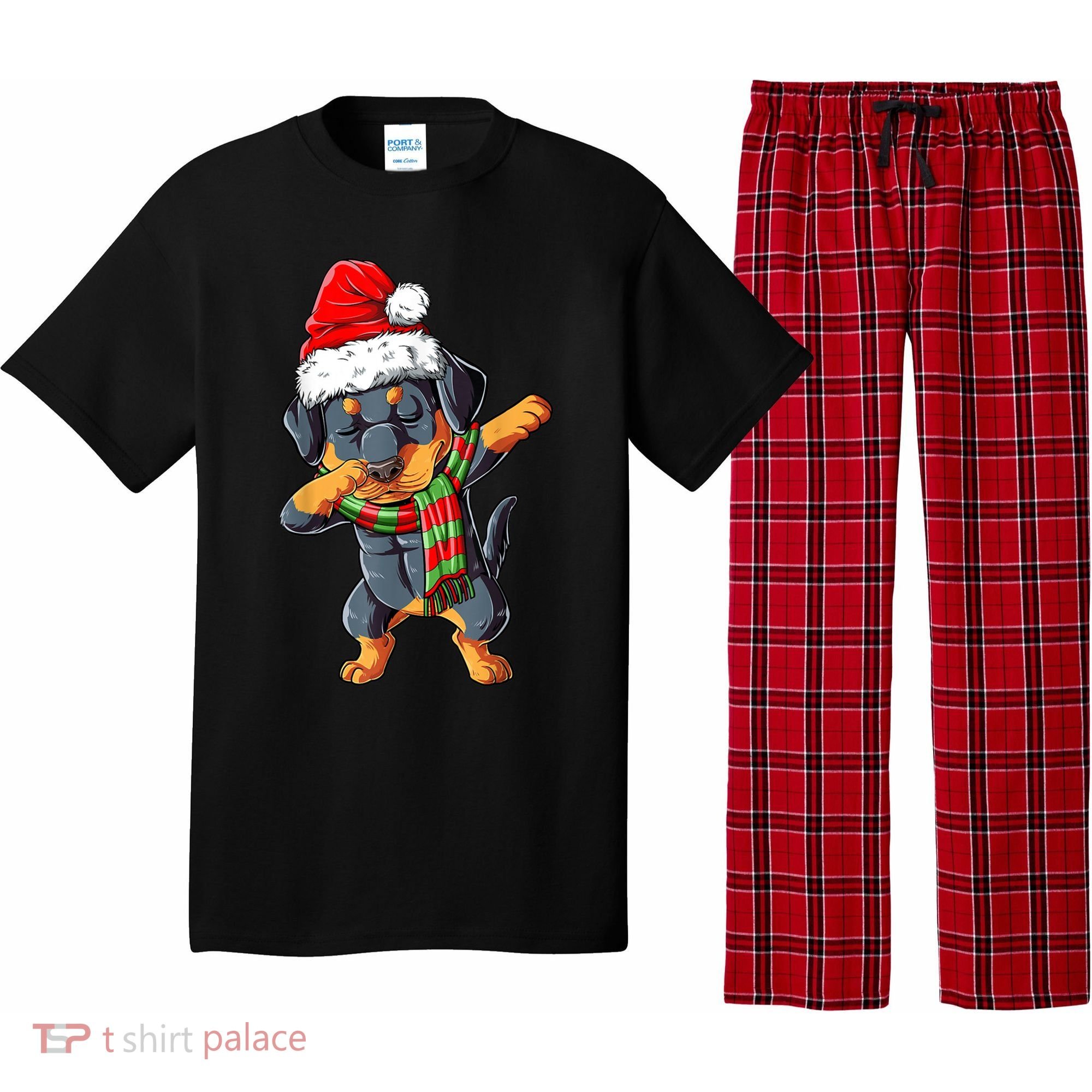 Dabbing Rottweiler Santa Christmas Boys Xmas Dog Gift Pajama Set